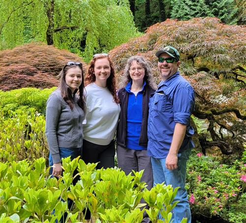 Mrs. Reed and her family at the Portland Japanese Garden