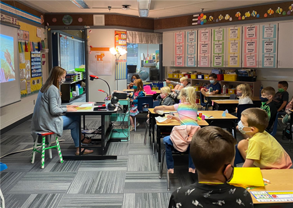 Stafford students participate in a reading activity in the classroom.