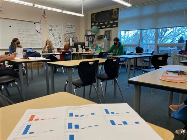 Teachers engage in professional development through collaboration.
