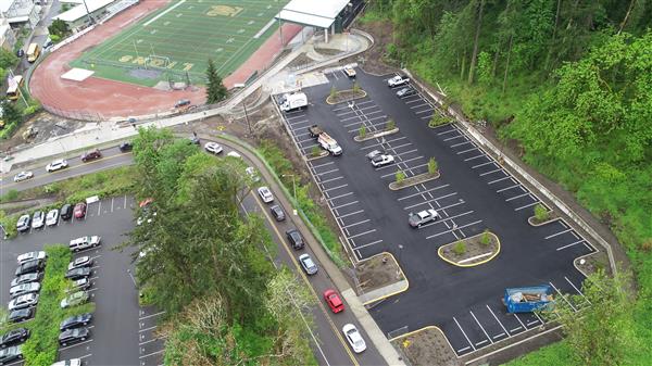 Drone photo of parking lot