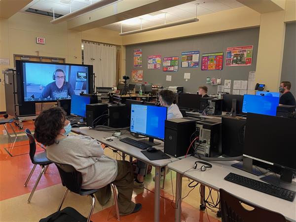 A guest speaker talks about their career in the video game industry