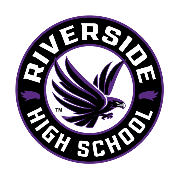Riverside High School with a raptor bird logo.
